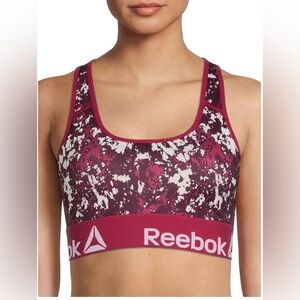 Reebok Maroon and White Splatter Sports Bra